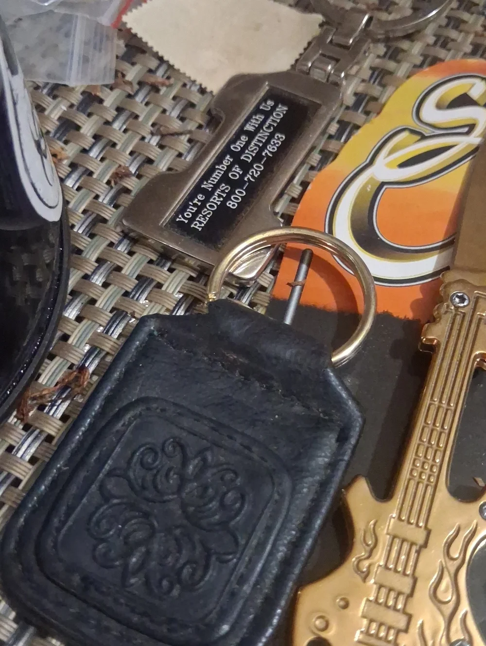 Gold Guitar with Brown Leather Pouch&pictured Items